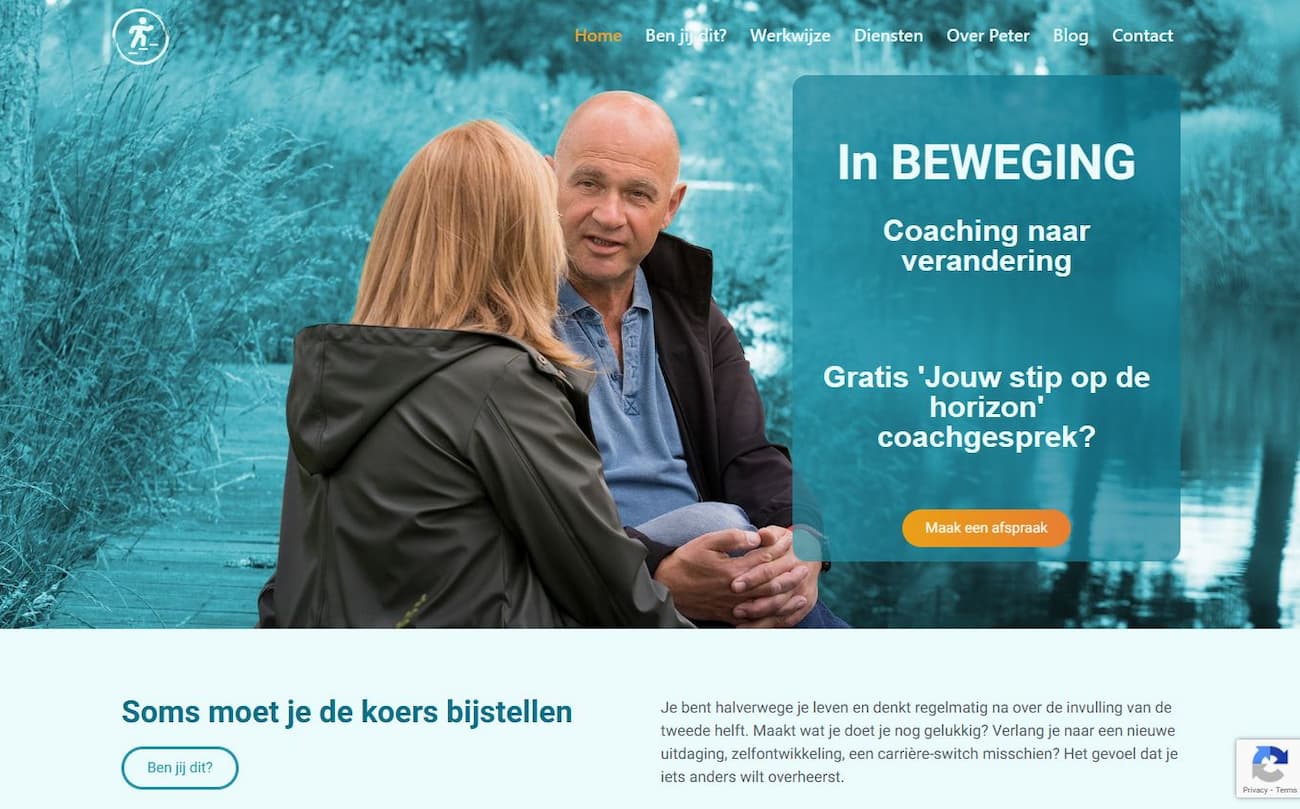 Website voor In Beweging Coaching, gemaakt door Siebren de Vos webdesigner